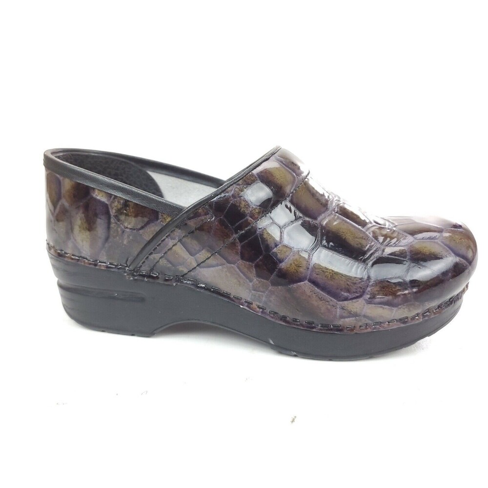 Dansko Croc Pattern Staple Clogs Size 37 US 6.5-7 Patent Leather